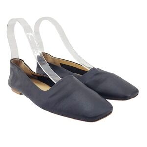aeyde Ida Black‎ Leather Square-Toe Flats - Size 39/US 8